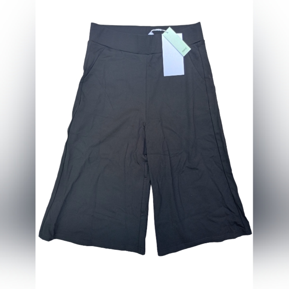 NWT Black Casual Basic Cropped Culottes Wide Leg High Waist